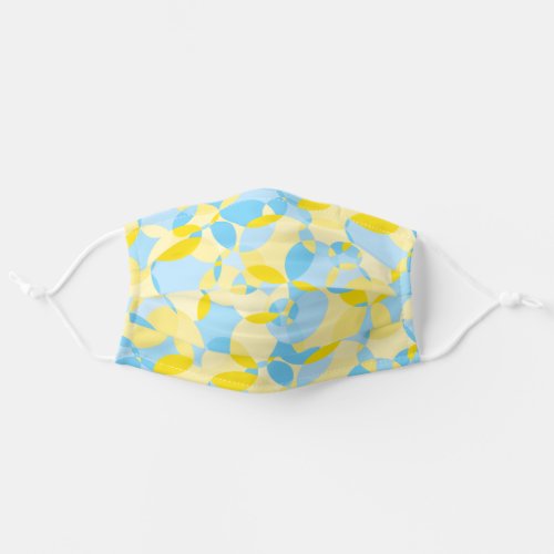 Abstract Circle Design in Blue and Golden Yellow Adult Cloth Face Mask