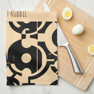 Abstract Circle Halftone Biege Yellow Pattern Kitchen Towel