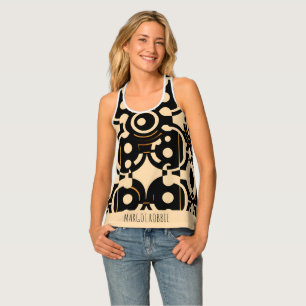 Abstract Circle Halftone Biege Yellow Pattern Tank Top