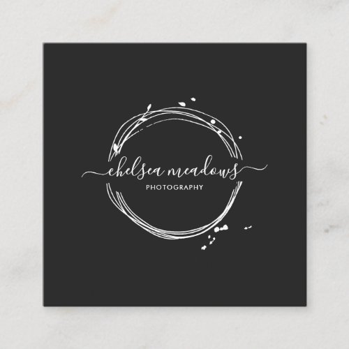 Abstract Circle Logo  Signature Wreath Square Business Card