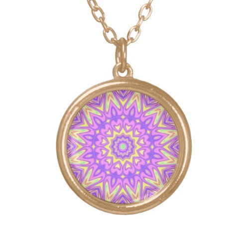 Abstract Circle Pattern Gold Plated Necklace