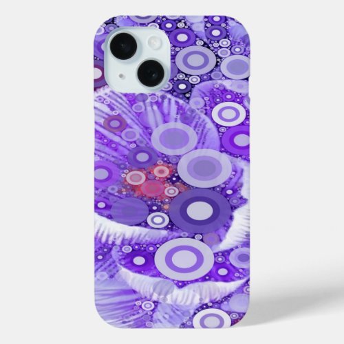 Abstract Circle Pattern Lilac Purple Orchid iPhone 15 Case