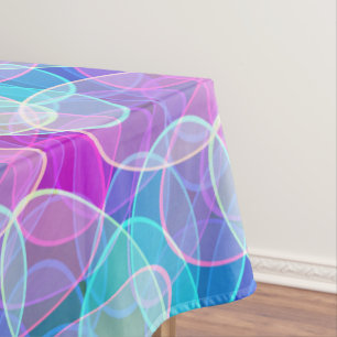 Abstract Circle Pattern Pastel Pink Purple Blue Tablecloth