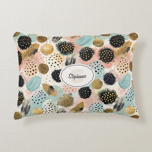 Abstract Circle Pattern -with Glitter & Speckles 2 Accent Pillow (Front)