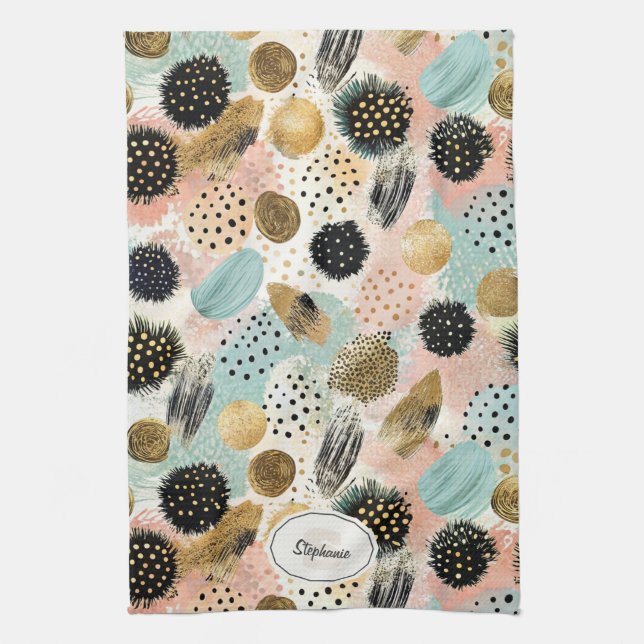 Abstract Circle Pattern -with Glitter & Speckles 2 Kitchen Towel (Vertical)