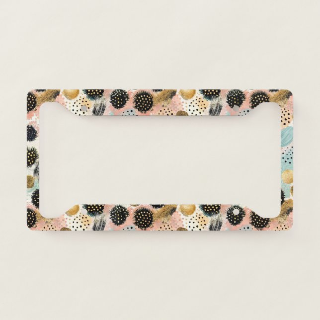 Abstract Circle Pattern -with Glitter & Speckles 2 License Plate Frame (Front)