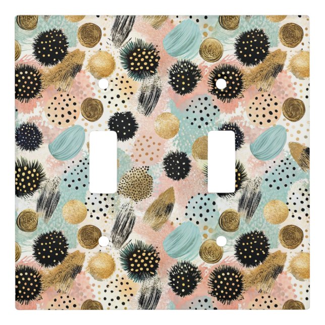 Abstract Circle Pattern -with Glitter & Speckles 2 Light Switch Cover (Front)