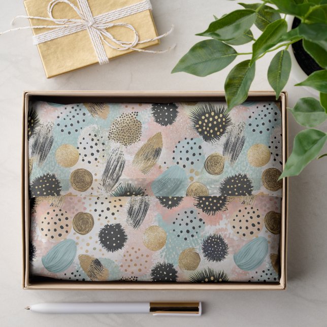 Abstract Circle Pattern -with Glitter & Speckles 2 Tissue Paper (Gift)
