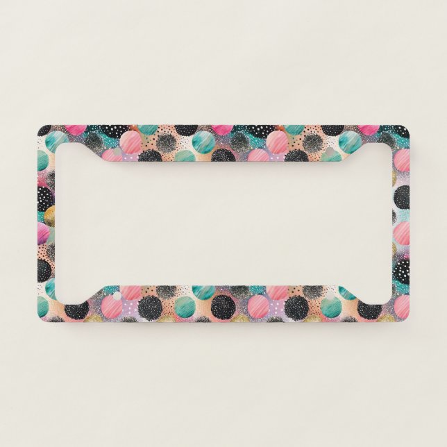 Abstract Circle Pattern -with Glitter & Speckles License Plate Frame (Front)