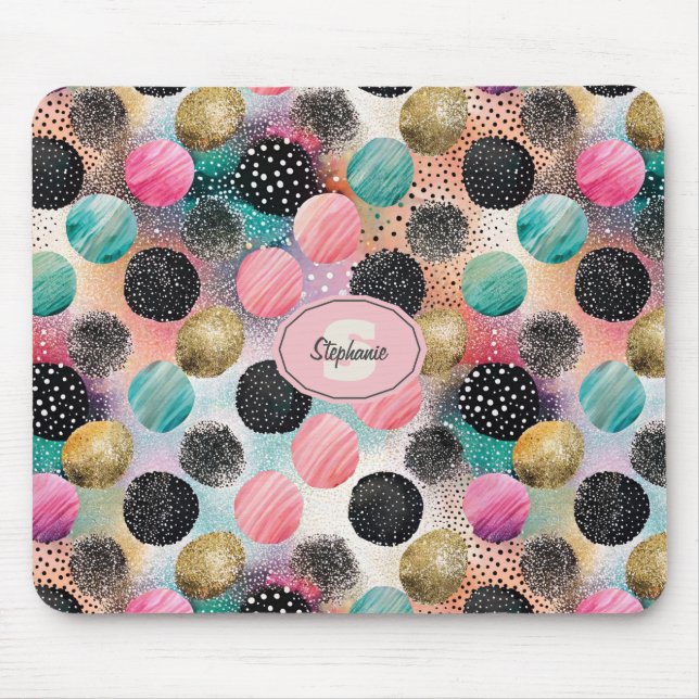 Abstract Circle Pattern -with Glitter & Speckles Mouse Pad (Front)
