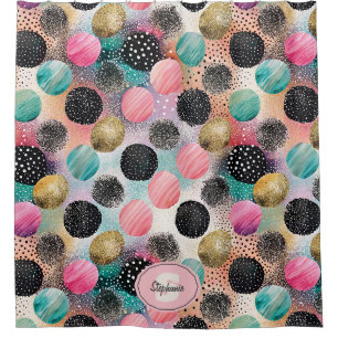 Abstract Circle Pattern -with Glitter & Speckles Shower Curtain
