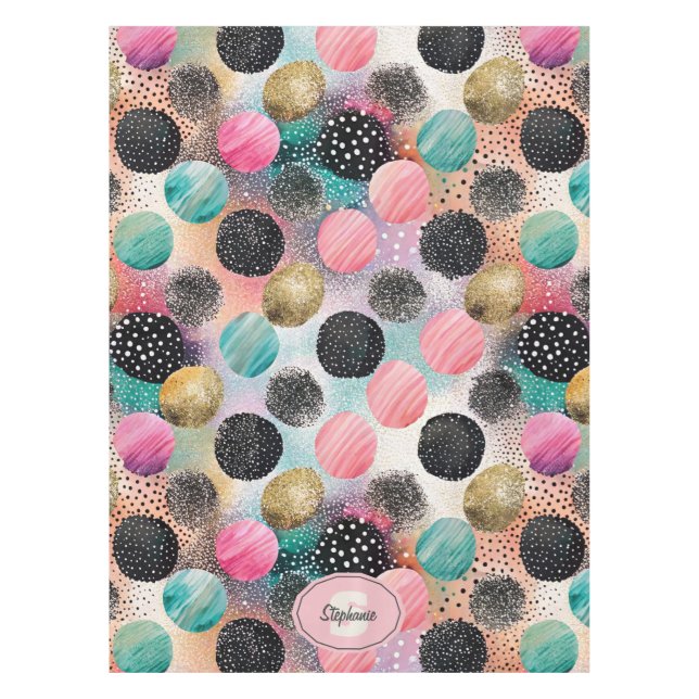 Abstract Circle Pattern -with Glitter & Speckles Tablecloth (Front)