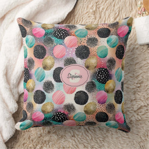 Abstract Circle Pattern -with Glitter & Speckles Throw Pillow