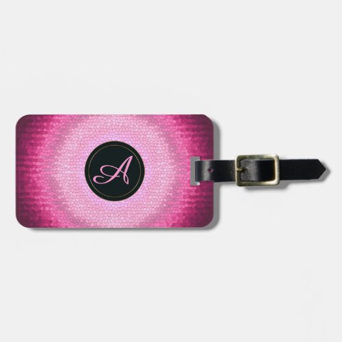 Abstract circle pink vitrage texturemonogram luggage tag