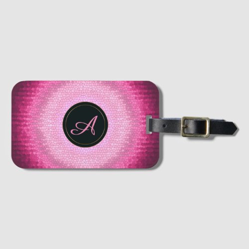 Abstract circle pink vitrage texturemonogram luggage tag