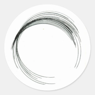 abstract circle round geometric black white handma classic round sticker