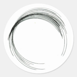 abstract circle round geometric black white handma classic round sticker