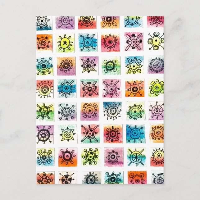 Abstract Circle Shapes Designs Illustration Postcard (Front)