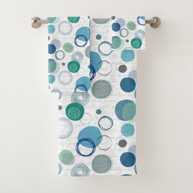 abstract circles and blobs in simply design bath towel set (Insitu)