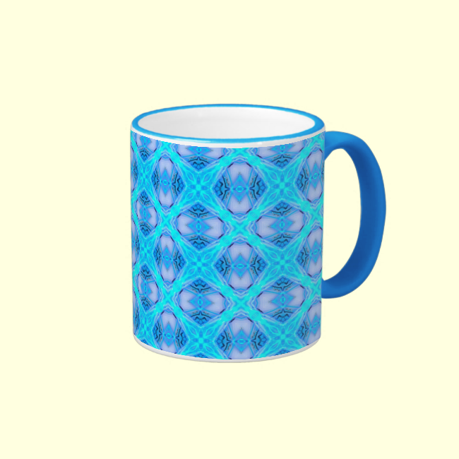 Abstract Circles Arches Lattice Aqua Blue Coffee Mug