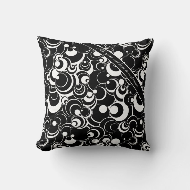 Abstract Circles Black Throw Pillow (Front)