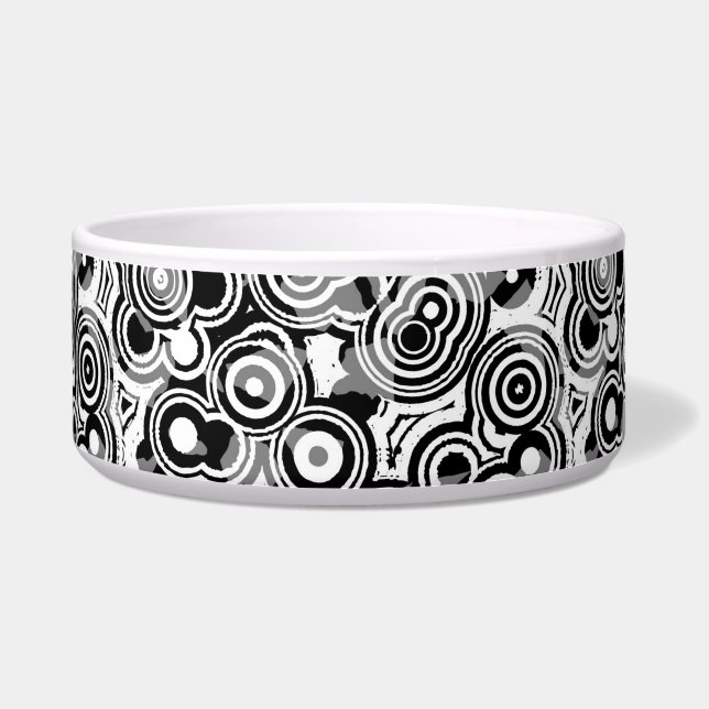 abstract circles cat food bowl (Front)