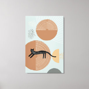 Abstract circles Cat jumping Vertical Canvas Print