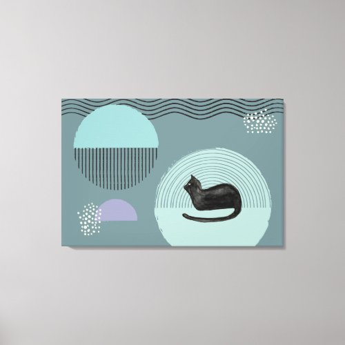 Abstract circles Cat Resting Canvas Print