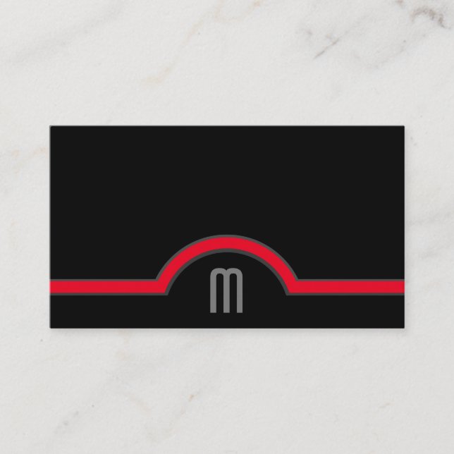 Abstract circles gray red shades elegant black business card (Front)