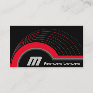 Abstract circles gray red shades elegant black business card