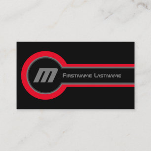 Abstract circles gray red shades elegant black business card