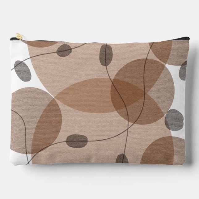 Abstract Circles in Brown, Tan and Gray Accessory Pouch (Front)