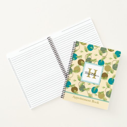 Abstract Circles  Leaves Monogram Appointment  Notebook