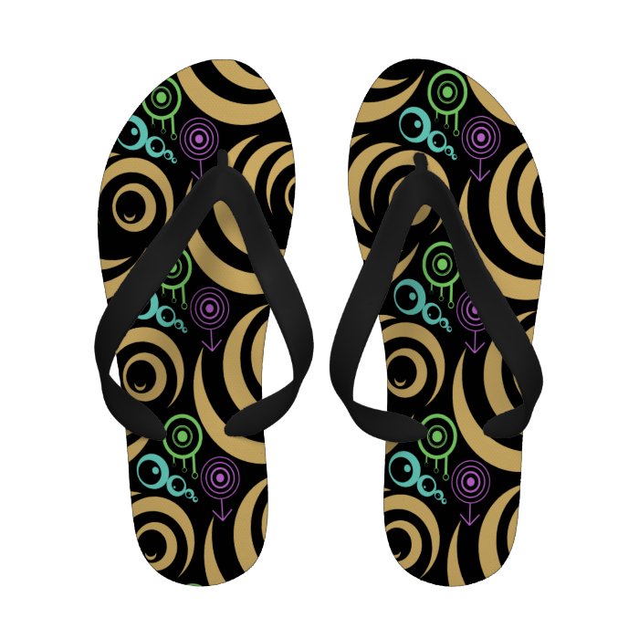 Abstract Circles lemon Flip Flops