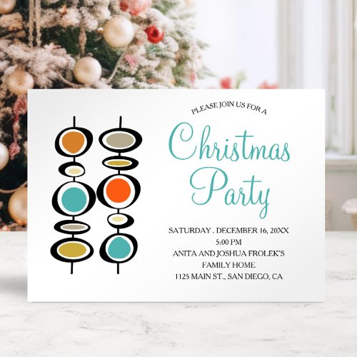 Abstract Circles Mid Century Christmas Holidays Invitation