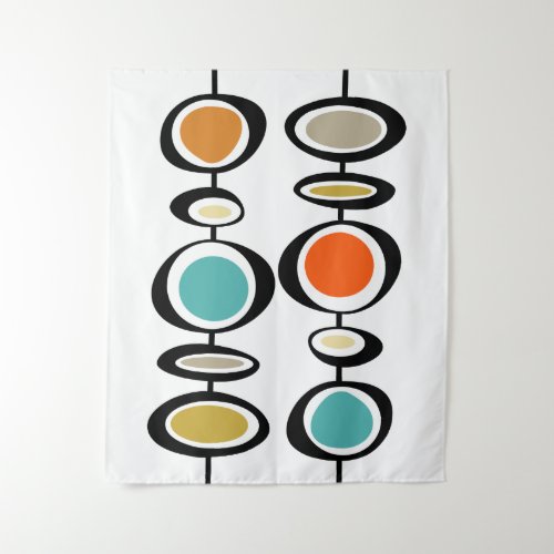 Abstract Circles Mid Century Modern Bold Retro Tapestry