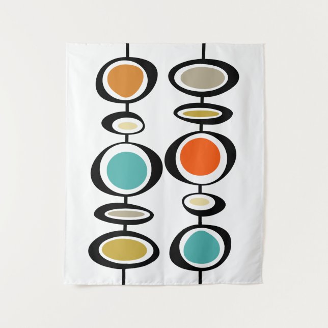 Abstract Circles Mid Century Modern Bold Retro Tapestry (Front)