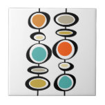 Abstract Circles Mid Century Modern Colorful Retro Ceramic Tile<br><div class="desc">This fabulous mid century modern decorative tile features two sets of abstract hanging circles in the colors of turquoise blue,  two shades of orange,  cream,  avocado green,  gold,  and black. This will make a colorful addition to your home decor!</div>