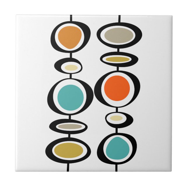 Abstract Circles Mid Century Modern Colorful Retro Ceramic Tile (Front)