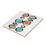 Abstract Circles Mid Century Modern Colorful Retro Ceramic Tile<br><div class="desc">This fabulous mid century modern decorative tile features two sets of abstract hanging circles in the colors of turquoise blue,  two shades of orange,  cream,  avocado green,  gold,  and black. This will make a colorful addition to your home decor!</div>