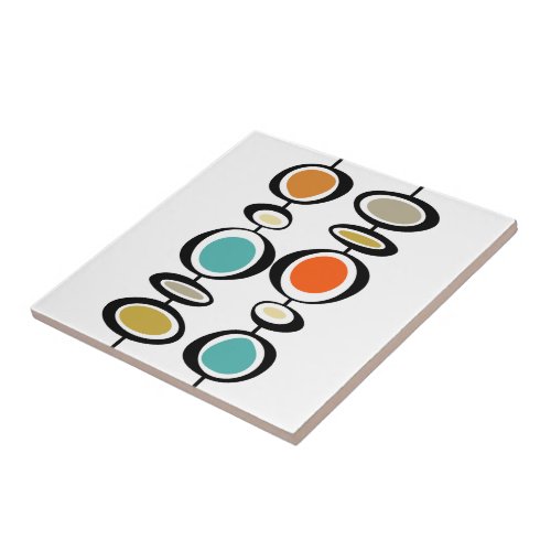 Abstract Circles Mid Century Modern Colorful Retro Ceramic Tile