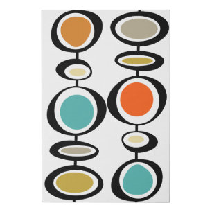 Abstract Circles Mid Century Modern Colorful Retro Faux Canvas Print