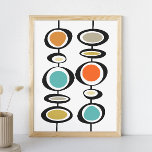 Abstract Circles Mid Century Modern Colorful Retro Poster<br><div class="desc">This fabulous mid century modern wall art features two sets of abstract hanging circles in the colors of turquoise blue,  two shades of orange,  cream,  avocado green,  gold,  and black. This will make a colorful addition to your home decor!</div>