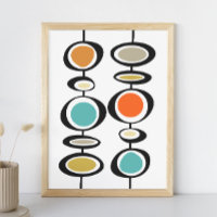 Abstract Circles Mid Century Modern Colorful Retro