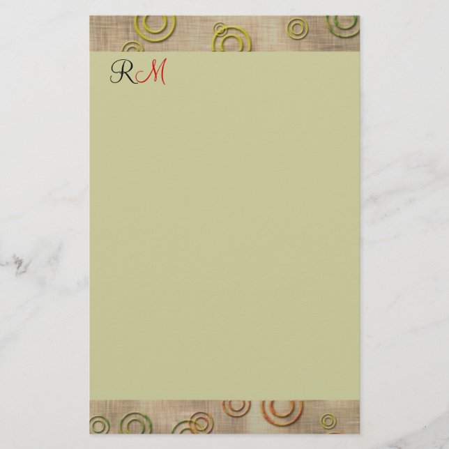 Abstract Circles Monogrammed Stationary-Mint Green Stationery (Front)