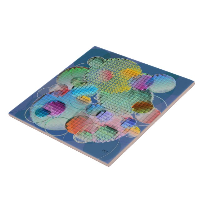 Abstract Circles Multicolored Tile (Side)