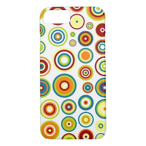 Abstract Circles Pattern  Orange Blue Lime Brown iPhone 87 Case