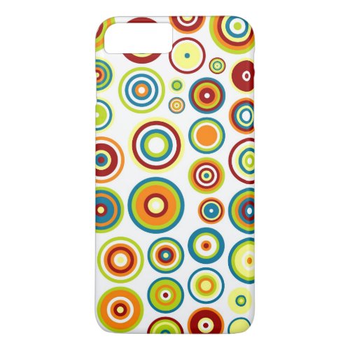 Abstract Circles Pattern  Orange Blue Lime Brown iPhone 8 Plus7 Plus Case