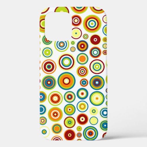 Abstract Circles Pattern  Orange Blue Lime Brown iPhone 12 Pro Case