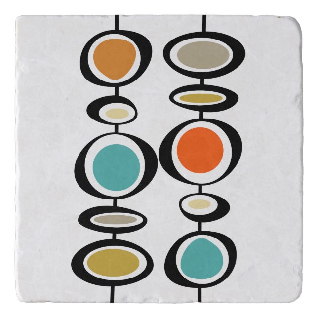 Abstract Circles Retro Mid Century Modern Colorful Trivet (Front)